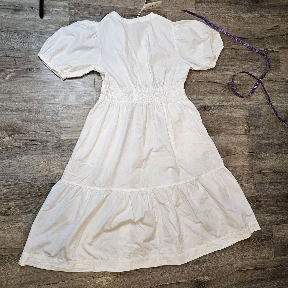 FREE ASSEMBLY white puff sleeve midi dress bridal shower graduation large - Picture 8 of 11